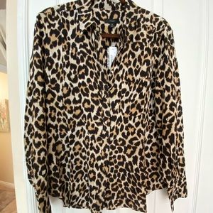 NWT J Crew Silk Animal Print Blouse